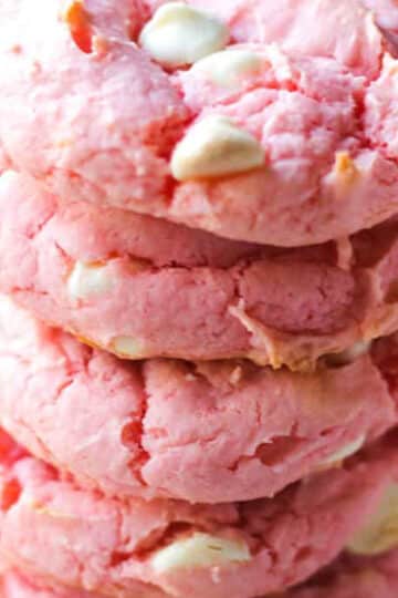 srawberry milkshake cookies stack