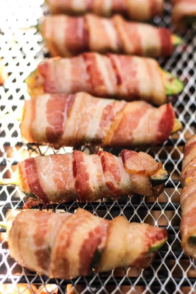 smoked bacon wrapped jalapeno poppers in traeger