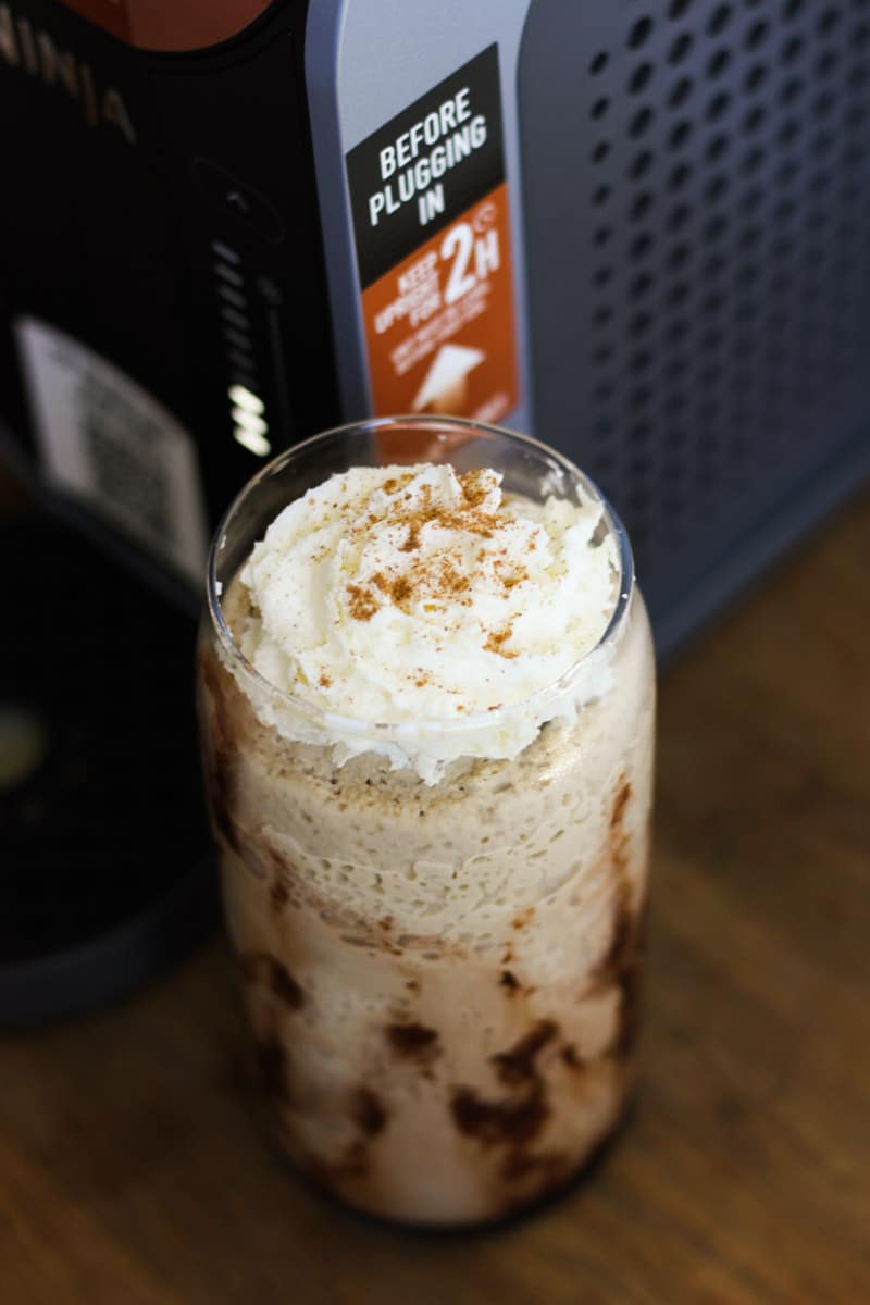 ninja slushi pumpkin frappe in the glass