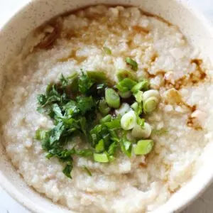 instant pot turkey congee in the bowl