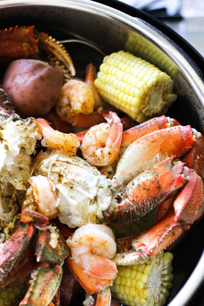 instant pot crab and shrimp boil top view