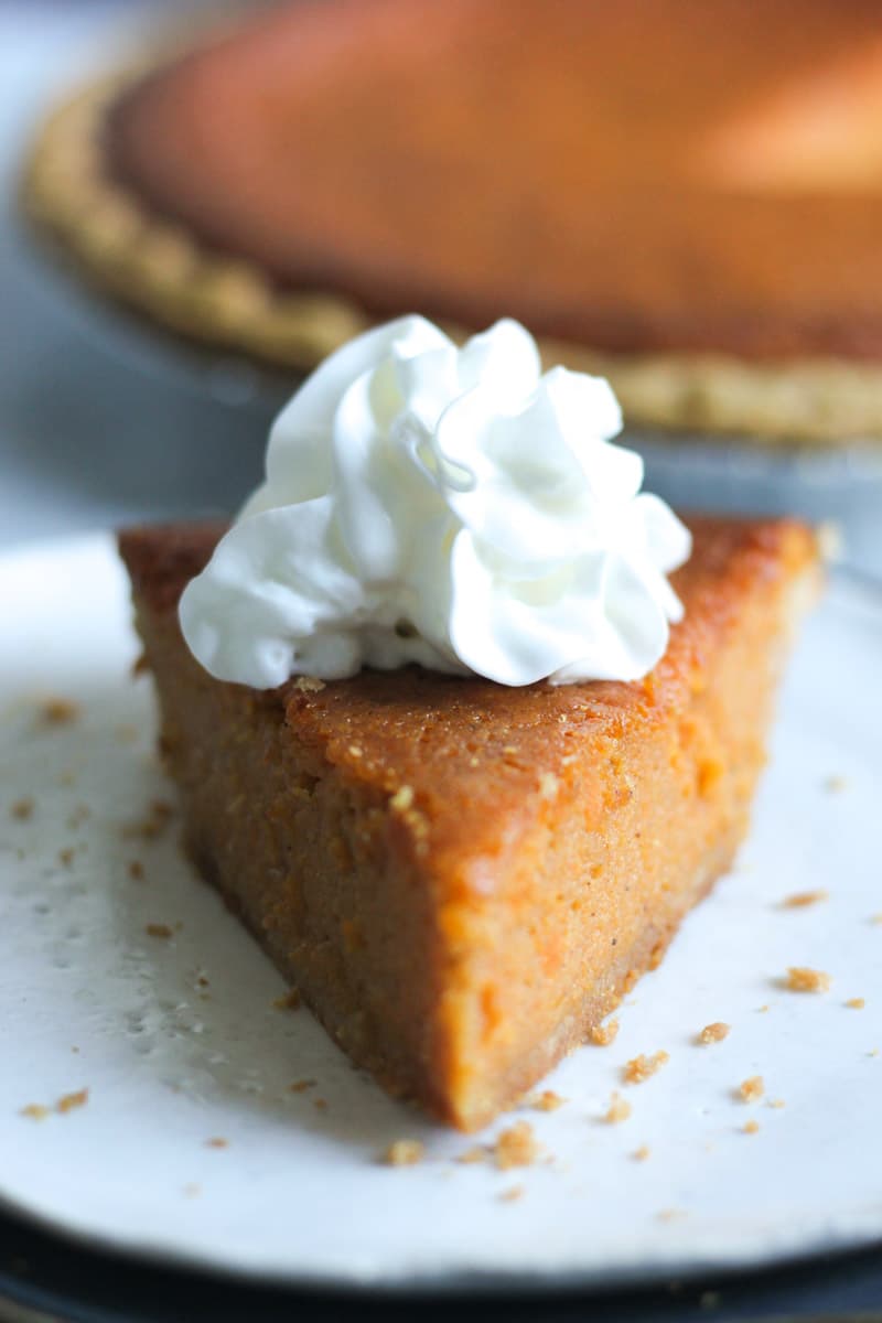 sweet potato buttermilk pie piece on the plate