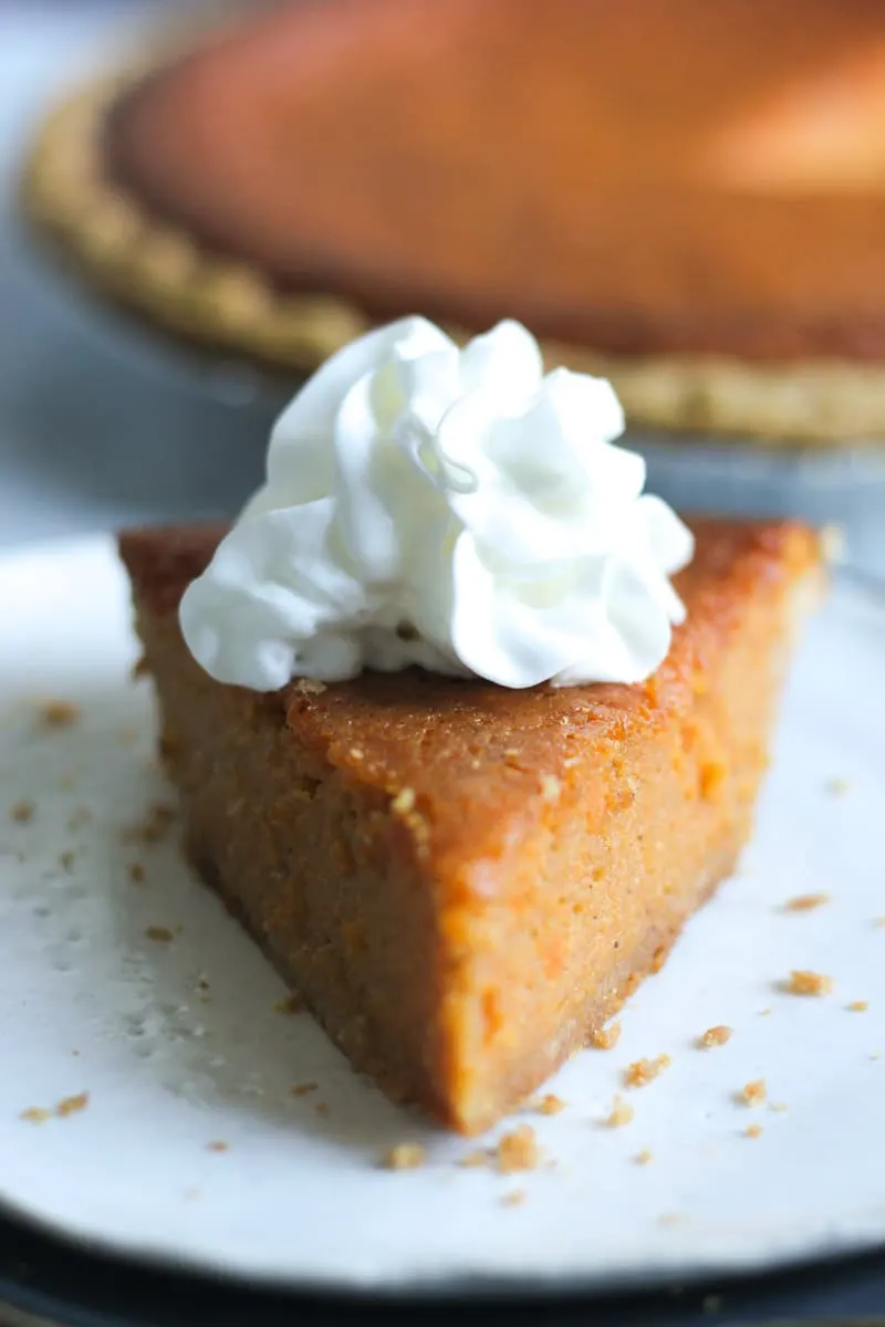 sweet potato buttermilk pie piece on the plate