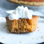 sweet potato buttermilk pie piece on the plate